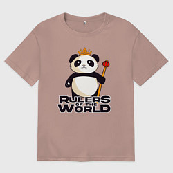 Футболка оверсайз мужская Панда - Правители Мира, цвет: пыльно-розовый