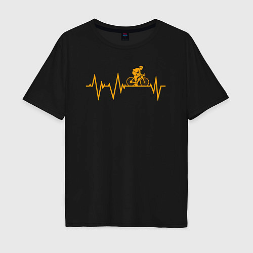 Мужская футболка оверсайз Велоспорт в биении сердца / Черный – фото 1