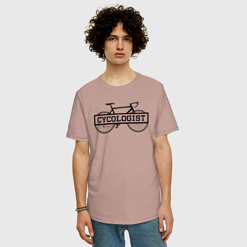 Мужская футболка оверсайз Cycologist - велосипедист / Пыльно-розовый – фото 3