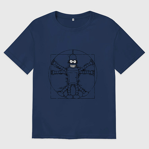 Мужская футболка оверсайз Vitruvian Bender / Тёмно-синий – фото 1