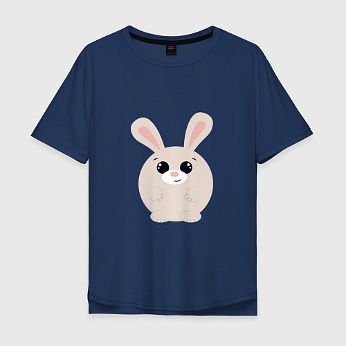 Мужская футболка оверсайз Круглый Кролик / Тёмно-синий – фото 1
