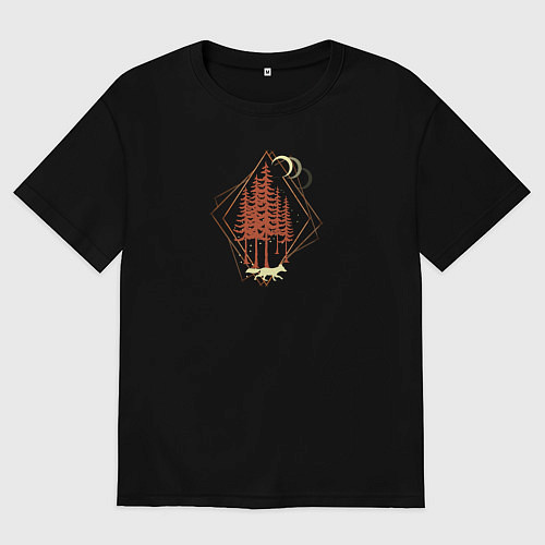 Мужская футболка оверсайз Жёлтая лисичка / Черный – фото 1