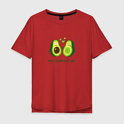 Футболка оверсайз мужская Влюбленные авокадо Милые авокадики, цвет: красный
