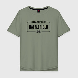 Футболка оверсайз мужская Battlefield gaming champion: рамка с лого и джойст, цвет: авокадо