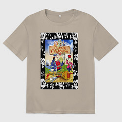 Футболка оверсайз мужская Постер мультфильма остров сокровищ, цвет: миндальный