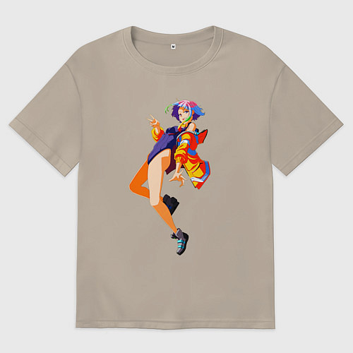 Мужская футболка оверсайз Люси - Киберпанк бегущий по краю / Миндальный – фото 1