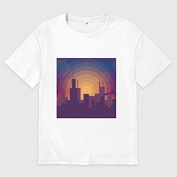 Футболка оверсайз мужская Городской пейзаж, цвет: белый