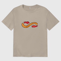 Футболка оверсайз мужская Гоночная трасса в петле, цвет: миндальный