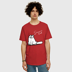 Футболка оверсайз мужская Saimons Cat, цвет: красный — фото 2