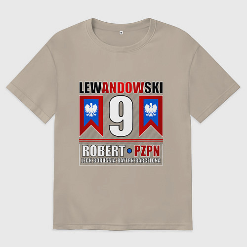 Мужская футболка оверсайз Роберт Левандовски сборная Польши / Миндальный – фото 1