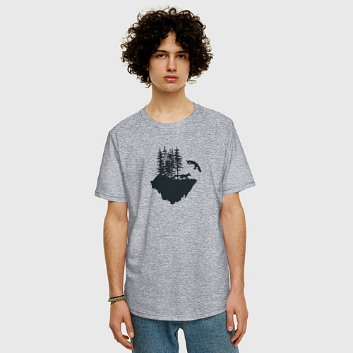 Мужская футболка оверсайз Лисий остров / Меланж – фото 3