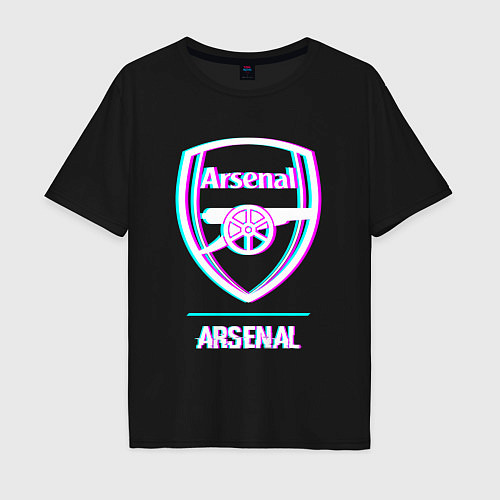 Мужская футболка оверсайз Arsenal FC в стиле glitch / Черный – фото 1