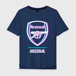 Футболка оверсайз мужская Arsenal FC в стиле glitch, цвет: тёмно-синий