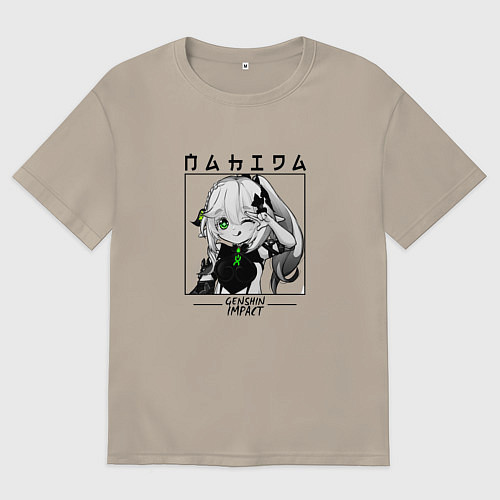 Мужская футболка оверсайз Нахида в квадрате / Миндальный – фото 1