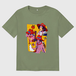 Футболка оверсайз мужская Эйс во всей красе - Ван Пис, цвет: авокадо