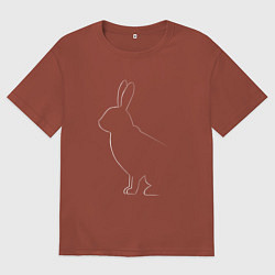 Футболка оверсайз мужская Силуэт кролика, цвет: кирпичный