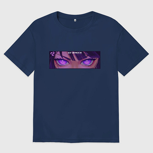 Мужская футболка оверсайз Бог вечности - Шогун Райден / Тёмно-синий – фото 1