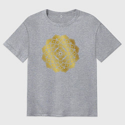 Футболка оверсайз мужская Золотая мандала - Удача, цвет: меланж