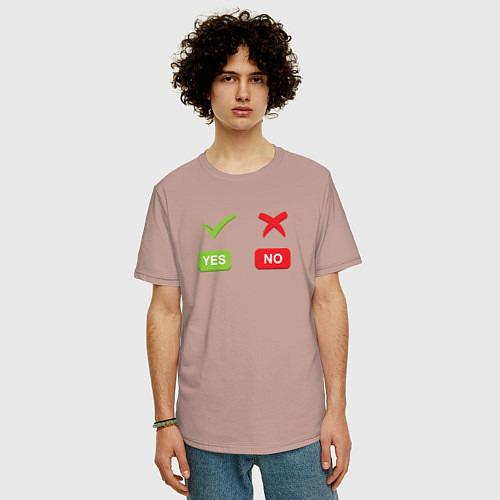 Мужская футболка оверсайз Кнопки выбора ДА - НЕТ / Пыльно-розовый – фото 3