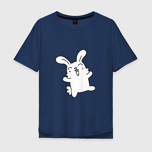 Мужская футболка оверсайз Happy Bunny / Тёмно-синий – фото 1