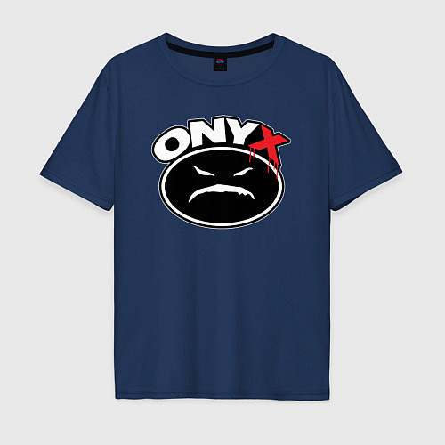 Мужская футболка оверсайз Onyx - black logo / Тёмно-синий – фото 1