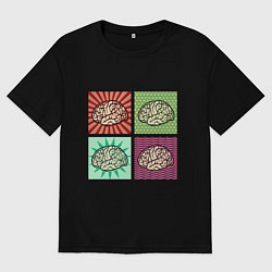 Футболка оверсайз мужская Brains condition, цвет: черный