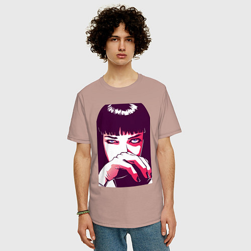 Мужская футболка оверсайз Uma Thurman / Пыльно-розовый – фото 3