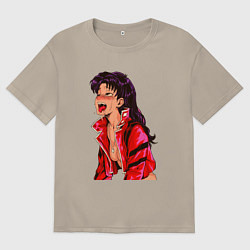 Мужская футболка оверсайз Мисато Кацураги ahegao