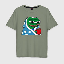 Футболка оверсайз мужская Frog Pepe мем, цвет: авокадо