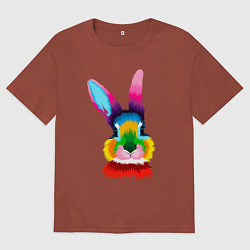 Мужская футболка оверсайз Радужный кролик