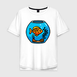 Мужская футболка оверсайз Аквариум с золотой рыбкой