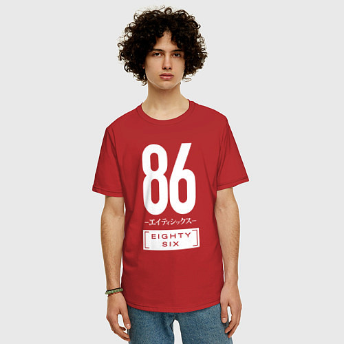 Мужская футболка оверсайз Eighty Six / Красный – фото 3