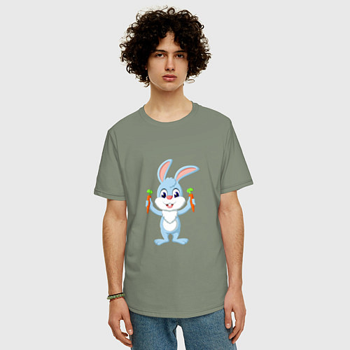 Мужская футболка оверсайз Кролик с морковками / Авокадо – фото 3