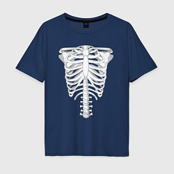 Футболка оверсайз мужская Скелет грудная клетка, цвет: тёмно-синий