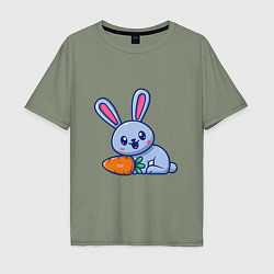 Футболка оверсайз мужская Кролик и морковка, цвет: авокадо
