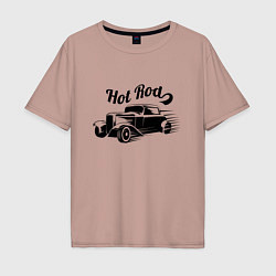 Футболка оверсайз мужская Hot Rod - Car - Retro, цвет: пыльно-розовый