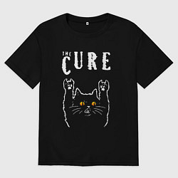 Футболка оверсайз мужская The Cure rock cat, цвет: черный