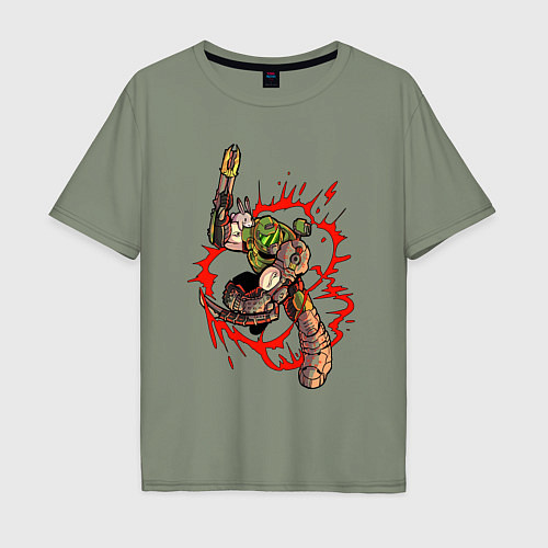 Мужская футболка оверсайз Doom eternal art / Авокадо – фото 1