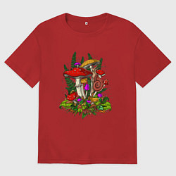 Мужская футболка оверсайз Мухоморы и улитка - инди кид