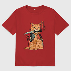 Мужская футболка оверсайз Японский Кот Якудза