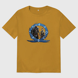 Футболка оверсайз мужская Сын и отец GoW Ragnarok, цвет: горчичный