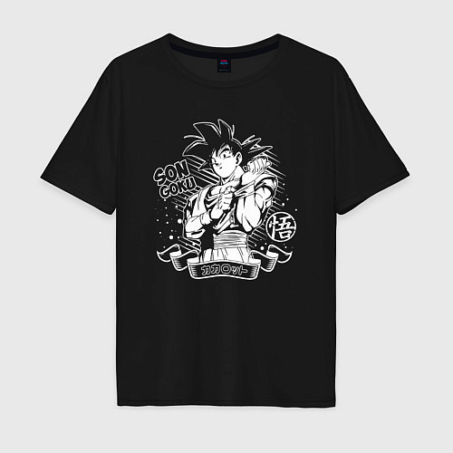 Мужская футболка оверсайз Son Goku - character - Dragon Ball / Черный – фото 1