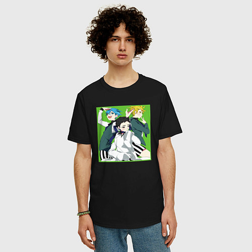 Мужская футболка оверсайз Хёта Асикага - Красавчики детективы / Черный – фото 3