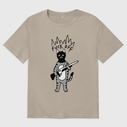 Мужская футболка оверсайз Кот бандит с ружьём