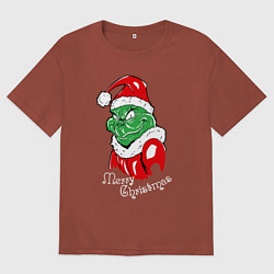 Мужская футболка оверсайз Merry Christmas, Santa Claus Grinch