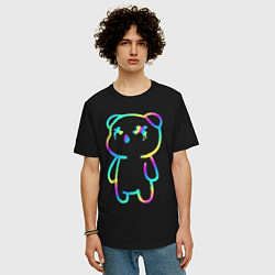 Футболка оверсайз мужская Cool neon bear, цвет: черный — фото 2