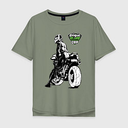 Футболка оверсайз мужская Kawasaki Ninja Cup - Девушка за рулём, цвет: авокадо