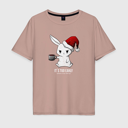 Мужская футболка оверсайз Bunny its too early / Пыльно-розовый – фото 1