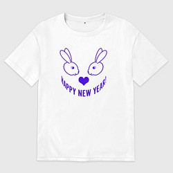 Футболка оверсайз мужская Новогодняя улыбка, цвет: белый