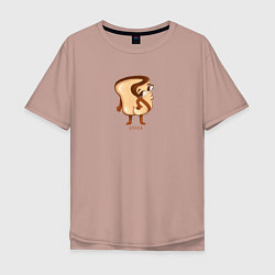Мужская футболка оверсайз Булка - Забавный принт с мультяшной едой